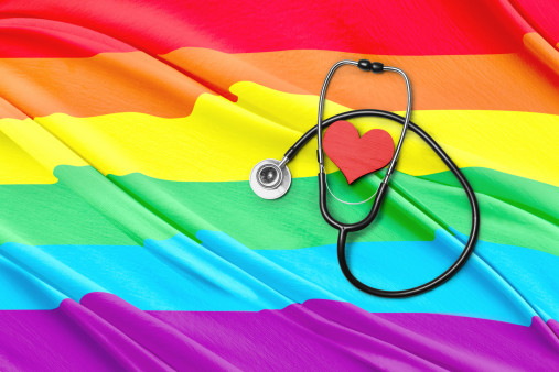 rainbow flag stethoscope and heart