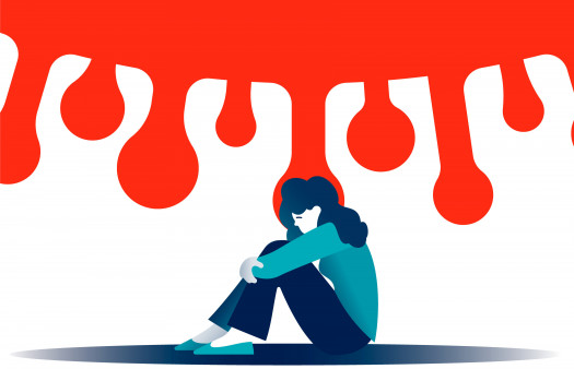 Concept of mental health and anxiety due covid-19. Female subject