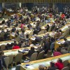 The U.N. General Assembly Hall during the High-level Meeting on HIV/AIDS. 