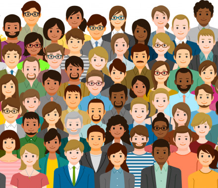 illustration of multi-ethnic group of peple