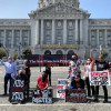 HIV long-term survivors and advocates release the San Francisco Principles outside San Francisco City Hall on September 18, 2020.