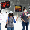 Long COVID advocates demonstrate in front of the Lincoln Memorial in Washington, D.C. on March 15, 2024 for additional research funding and other government measures.